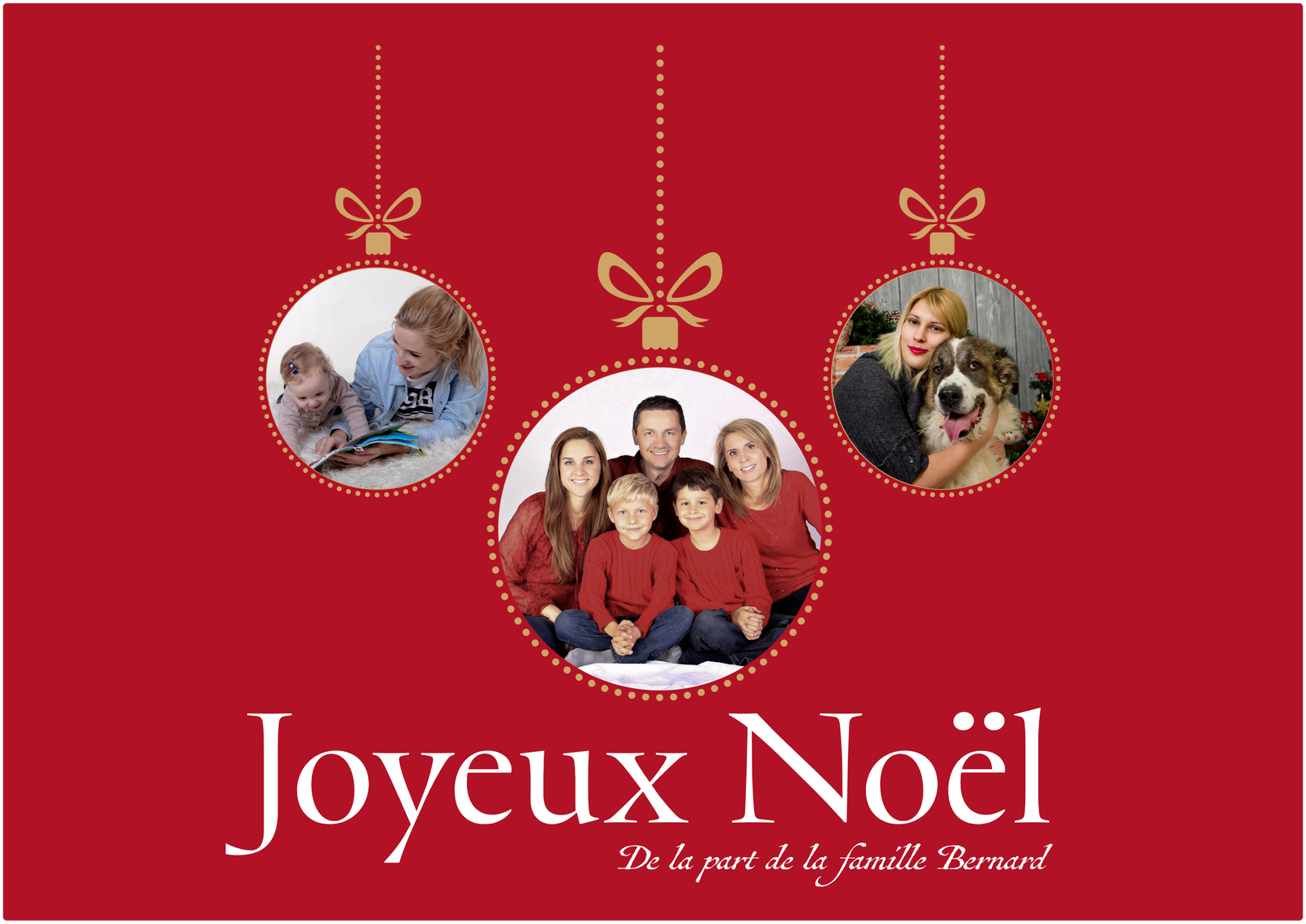 Modèle 16 - Carte de vœux 4 boules rouge